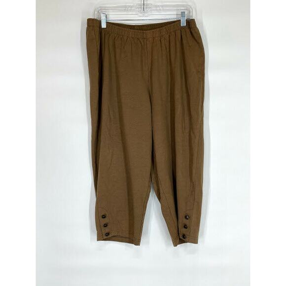 C.D. Daniels Brown Buttoned Ankle Pants Women’s Plus Size 1X - Picture 1 of 6